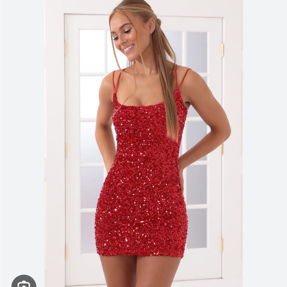 red sequin dress